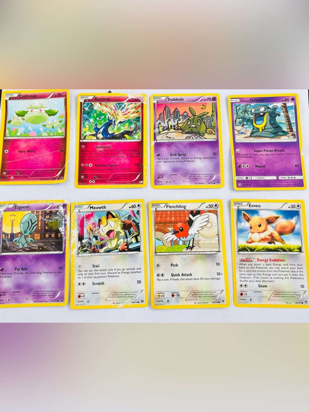 Pokemon Trading Cards - Pink, Purple, Yellow, Green, Blue